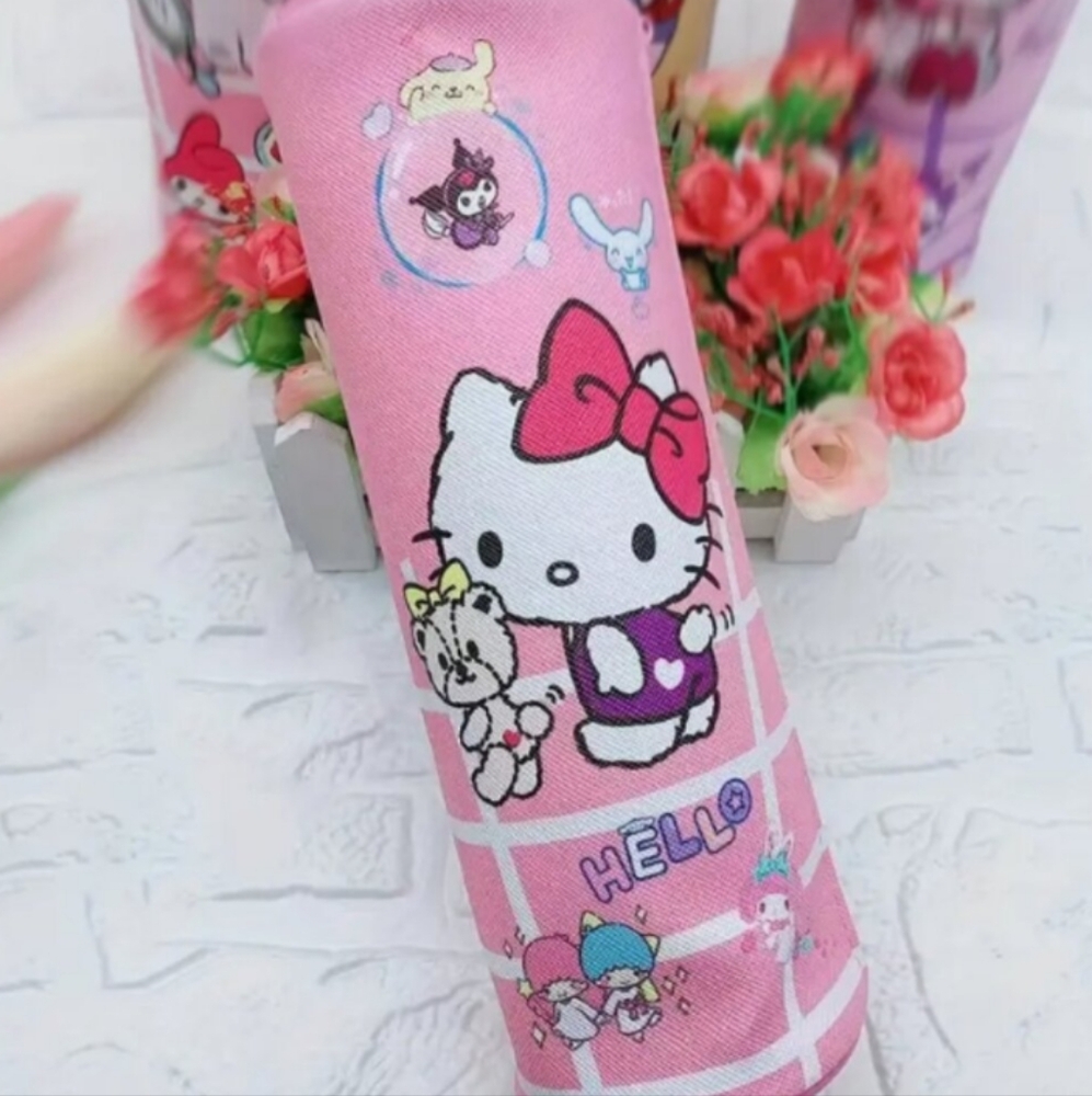 NEW Sanrio's Cartoon Barrel Pencil Pouch Hello Kitty Pink School Office Work